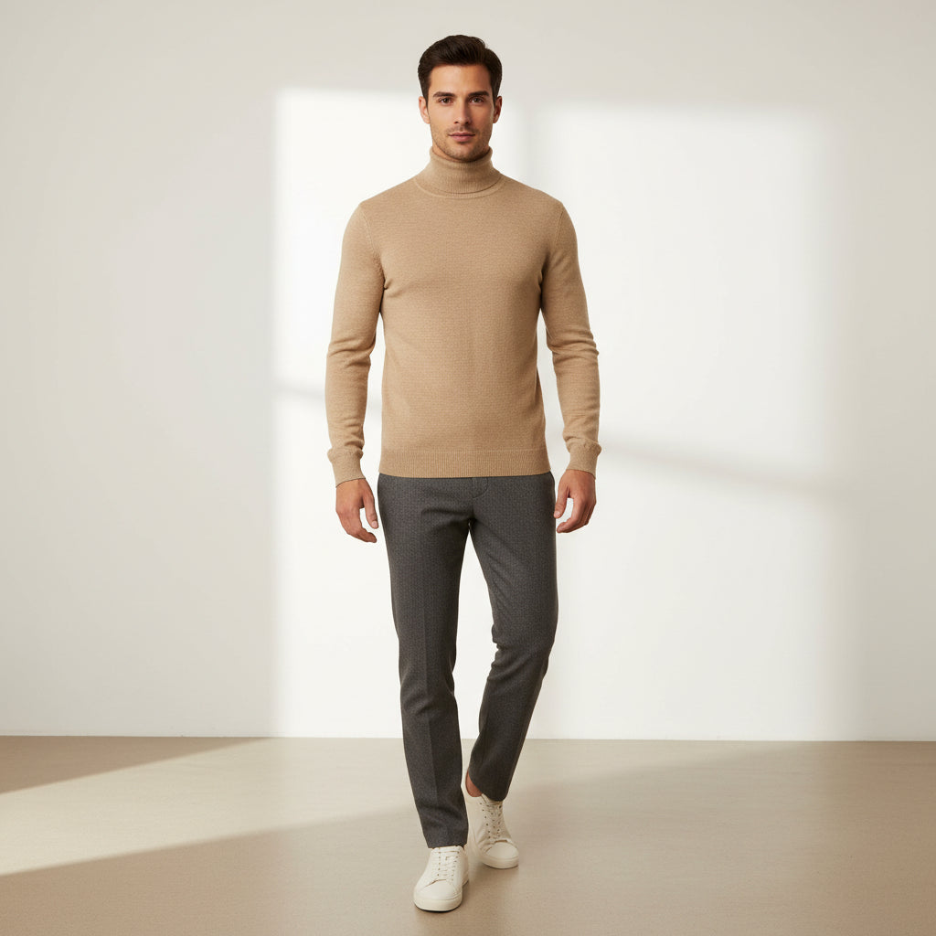 Merino Wool Turtleneck Sweater for Men – Fine and Stylish