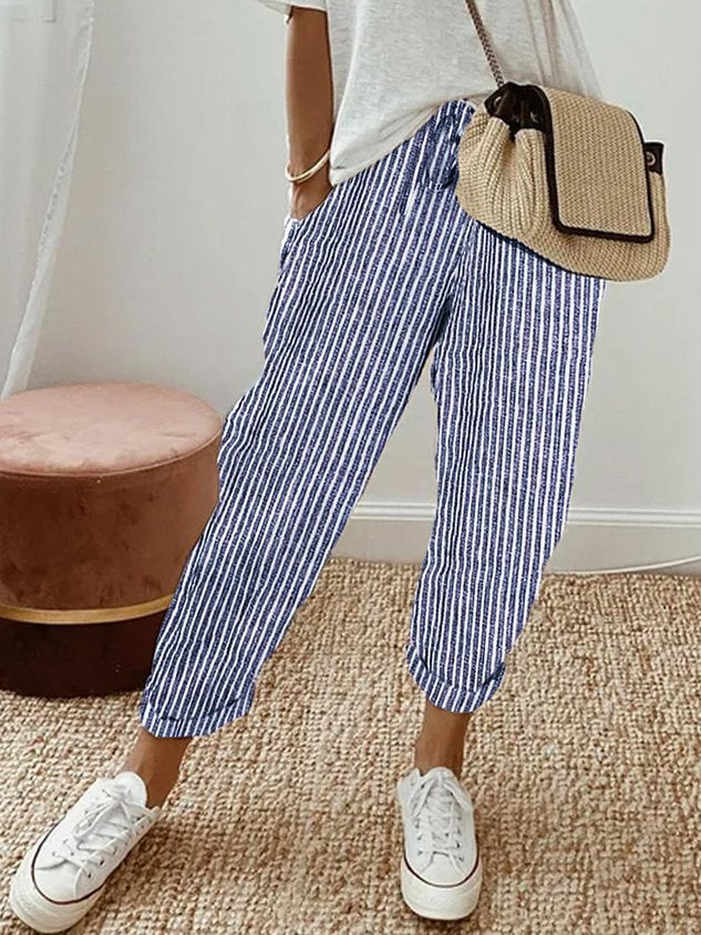Women's linen pants casual relaxed fit, breathable summer trousers