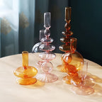 Glass candlestick set minimalist lacquered table decor for romantic dinner