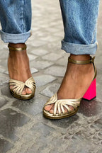 Women sandals ankle strap open toe with alloy buckle closure