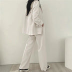 Women's blazer and straight-leg trouser set, solid color co-ord set available in multiple colors