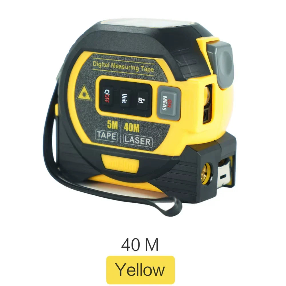 3-in-1 laser tape measure 60M range with digital display and cross laser