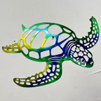 Metal sea turtle wall art handmade coastal nautical beach theme decor