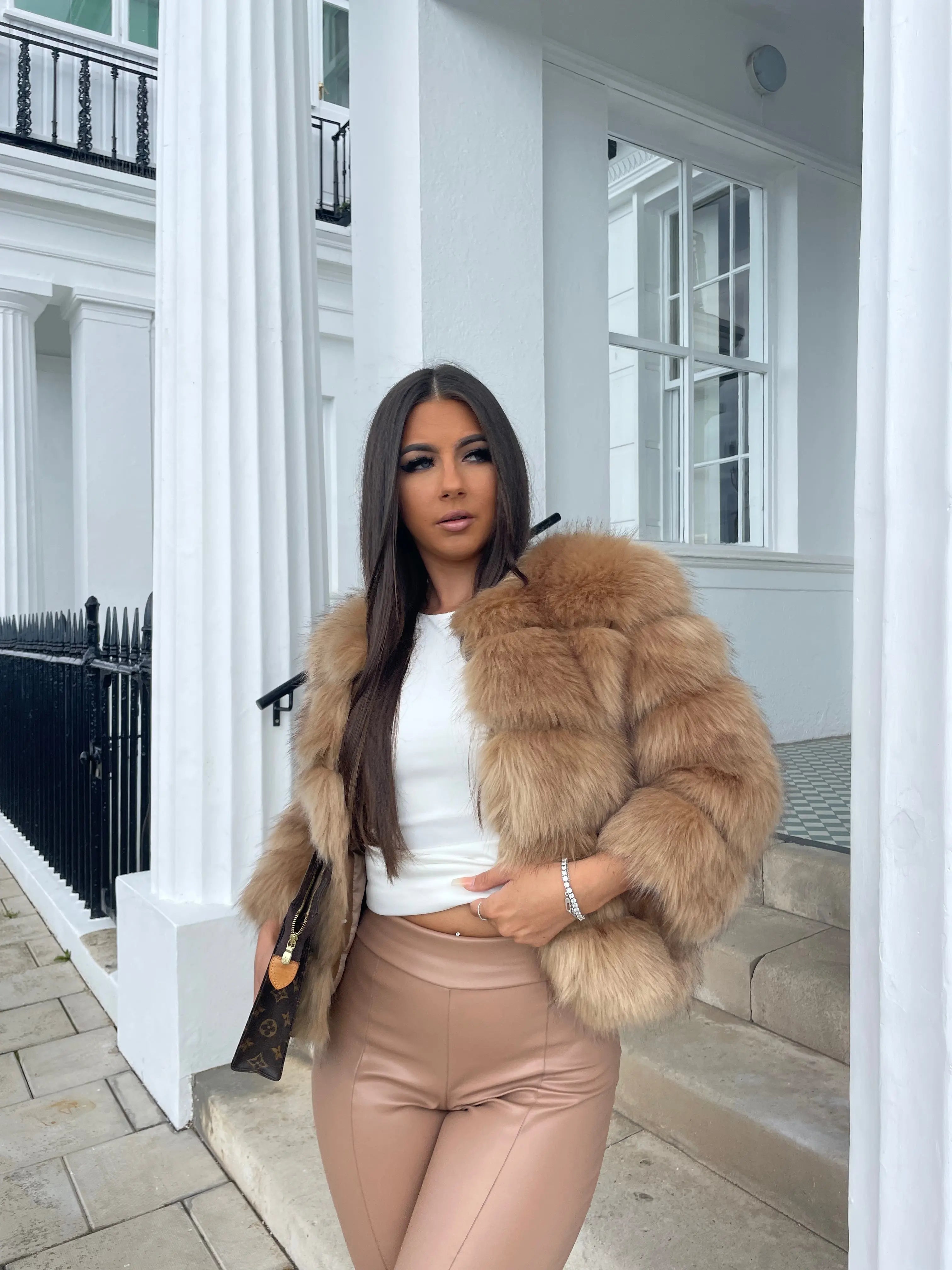 Faux fur coat women's glamour jacket in soft animal-friendly synthetic fur