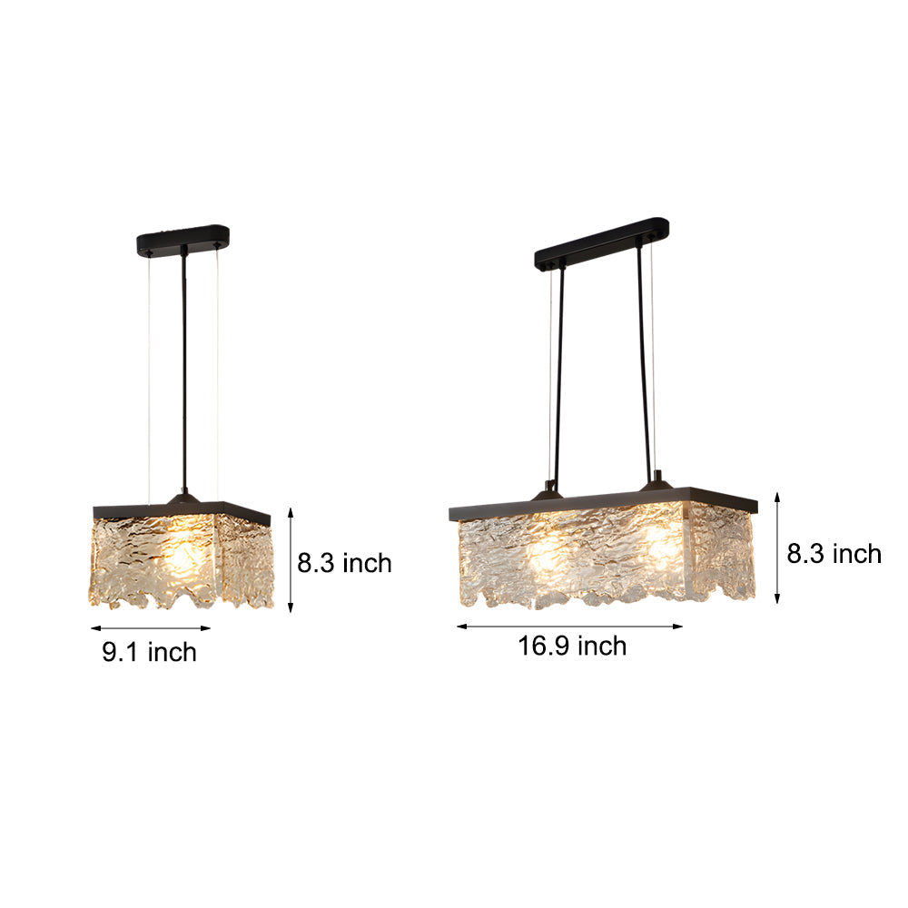 Black glass chandelier dining room, 3-step dimmable E27 ceiling light, modern design