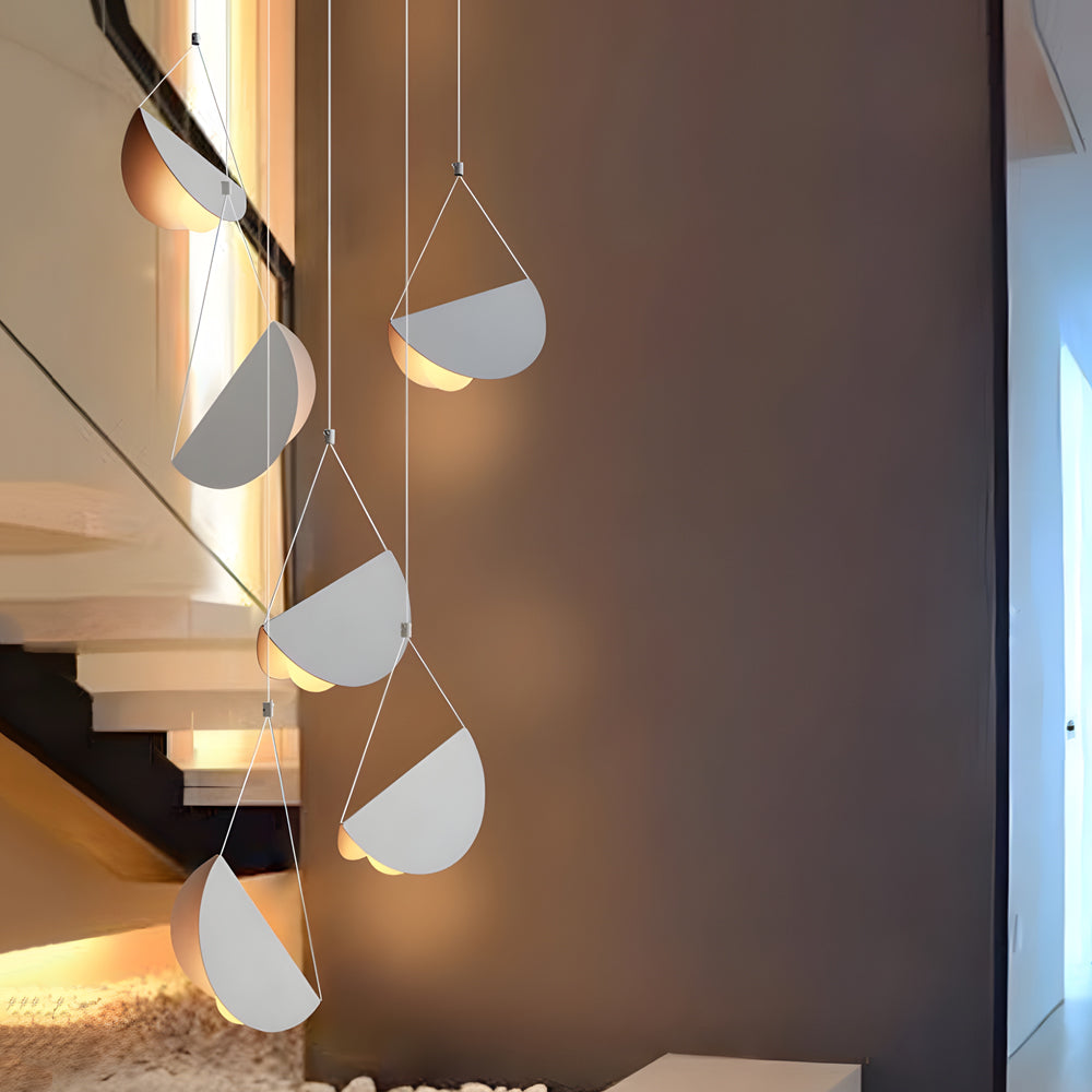 Minimalist white half-moon pendant lamp, 1/3/6-light crescent ceiling light