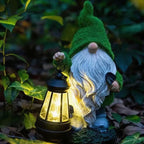 Solar garden gnomes outdoor decor warm white glow weather-resistant resin