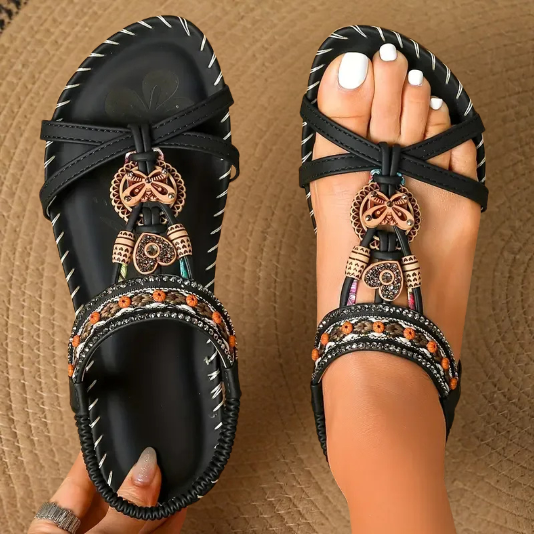 Women orthopedic sandals with stretch strap and cushioned slip-resistant sole
