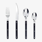 24-piece stainless steel cutlery set with engraved design, serves 6