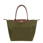 Women's leather tote bag large shoulder bag with zipper, water-resistant nylon
