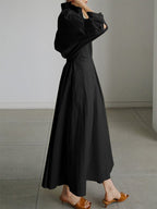 Women's midi shirt dress with button-front closure and adjustable belted waist