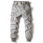 Men cargo joggers tapered fit with utility pockets and elastic drawstring waist