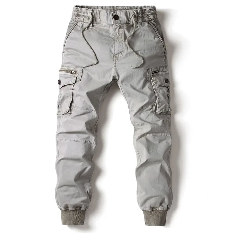 Men cargo joggers tapered fit with utility pockets and elastic drawstring waist
