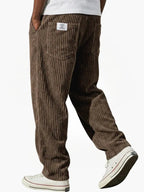 Men's corduroy drawstring trousers relaxed fit all-season smart casual
