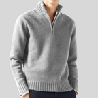 Men's half-zip pullover sweater wool blend, warm winter knitwear