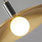 Brass pendant lamp mid-century style with white milk glass shade, 1-light E27