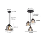 Industrial chandelier black iron cage LED retro style 1 or 3 light pendant