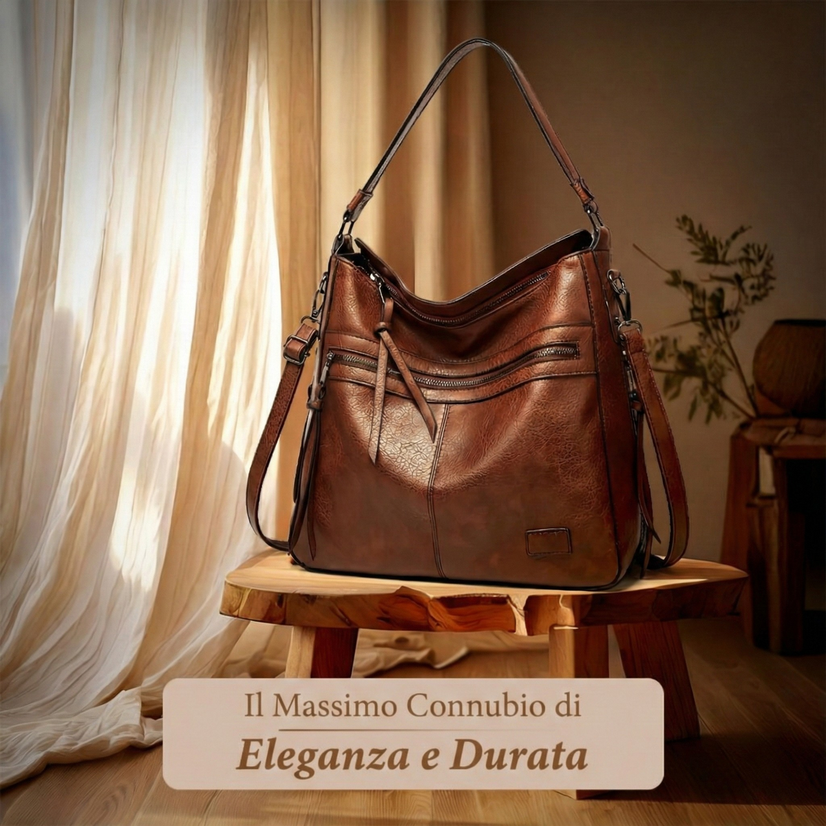 Women structured shoulder bag with magnetic flap closure and adjustable strap