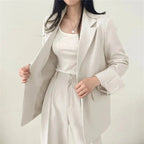 Women's blazer and straight-leg trouser set, solid color co-ord set available in multiple colors