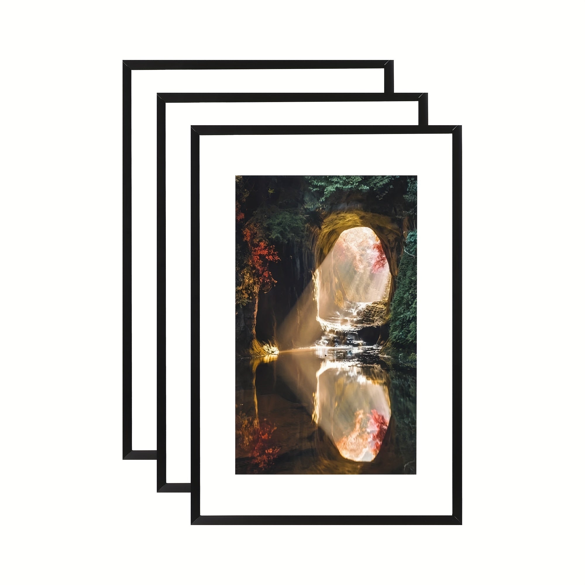 Black photo frame for wall and table display, classic design, set of 1 or 3