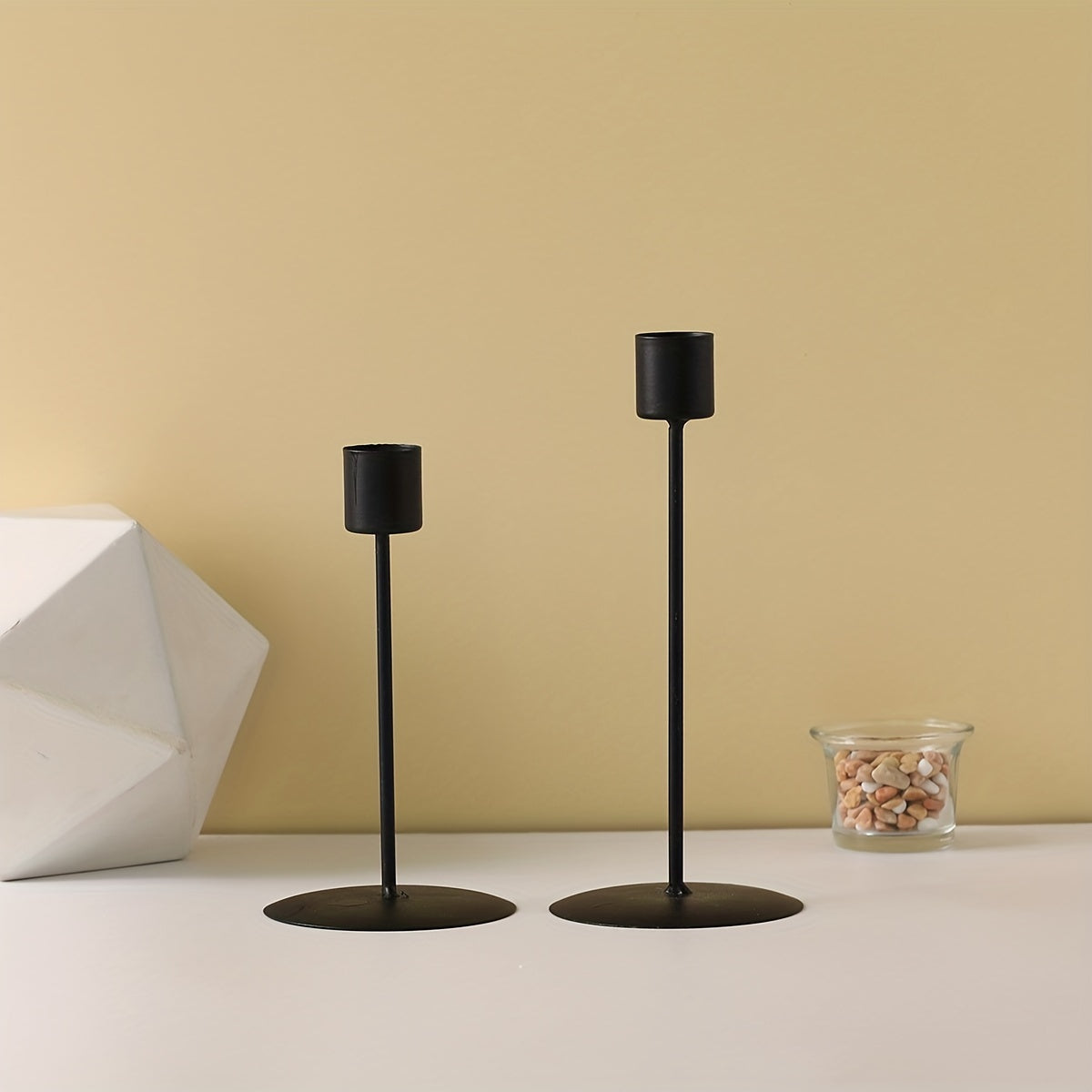 Metal candle holders set of 2, table decoration for wedding, dinner and holidays