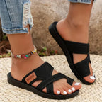 Women's bunion corrector sandals with orthopedic footbed and adjustable straps