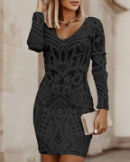 Women bodycon V neck midi dress form fitting stretch fabric