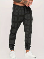 Men polyester jogger pants regular fit in grey black and white