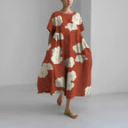 Women floral bohemian maxi dress loose fit with vibrant floral print