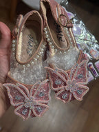 Kids Sandals Little Girls Flat Heel Bow Sequin Rhinestone Glitter Bling