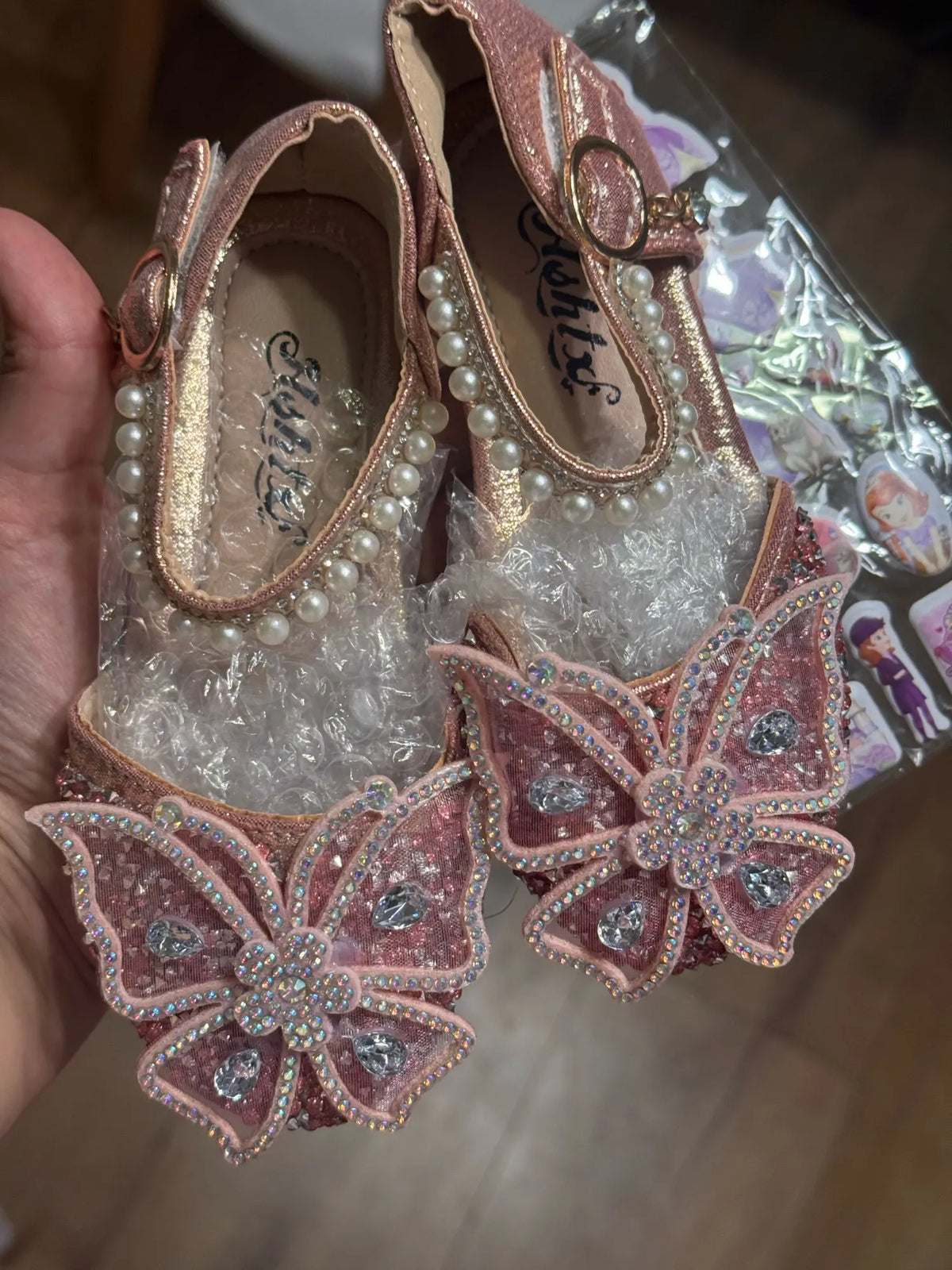 Kids Sandals Little Girls Flat Heel Bow Sequin Rhinestone Glitter Bling
