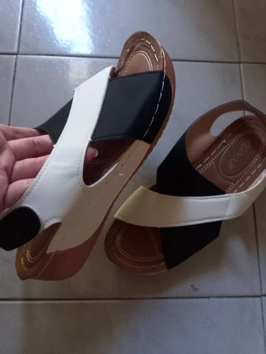 Women Wedge Sandals Peep Toe Lightweight Soft Heel Back Strap