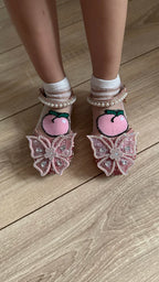Kids Sandals Little Girls Flat Heel Bow Sequin Rhinestone Glitter Bling