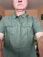 Linen Shirt Men Short Sleeve Casual Plus Size Solid Turn Down Collar
