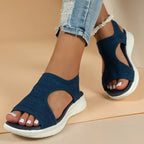 Women's arch support sandals with breathable mesh upper and contoured footbed