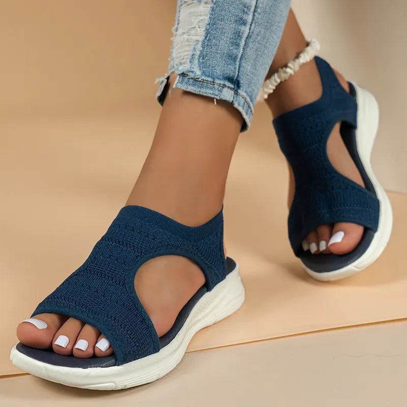 Women's arch support sandals with breathable mesh upper and contoured footbed