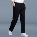 Men cotton blend tapered jogger pants with cuffed ankles and drawstring waist