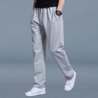 Men cotton blend tapered jogger pants with cuffed ankles and drawstring waist