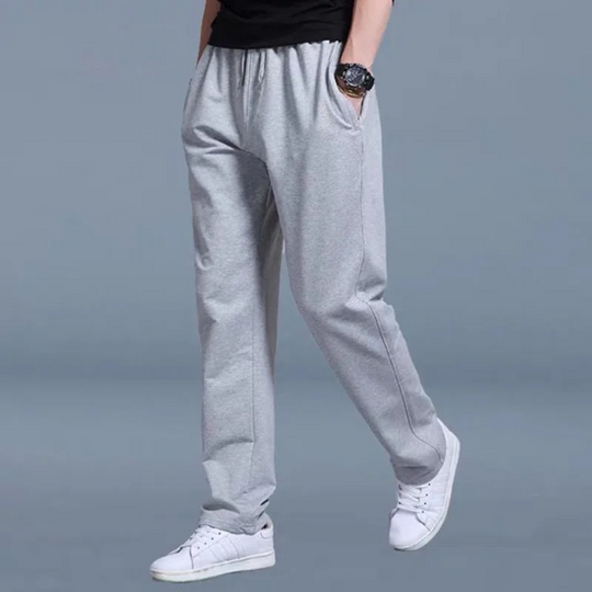 Men cotton blend tapered jogger pants with cuffed ankles and drawstring waist