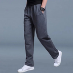 Men cotton blend tapered jogger pants with cuffed ankles and drawstring waist