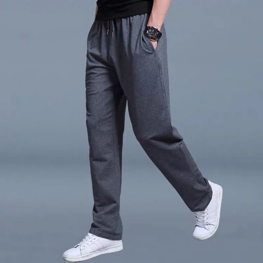 Men cotton blend tapered jogger pants with cuffed ankles and drawstring waist