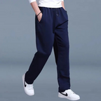 Men cotton blend tapered jogger pants with cuffed ankles and drawstring waist