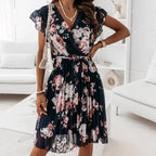 Women floral print midi sundress in pink with all-over flower pattern