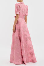 Women puff sleeve dress feminine silhouette in pink