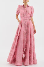 Women puff sleeve dress feminine silhouette in pink