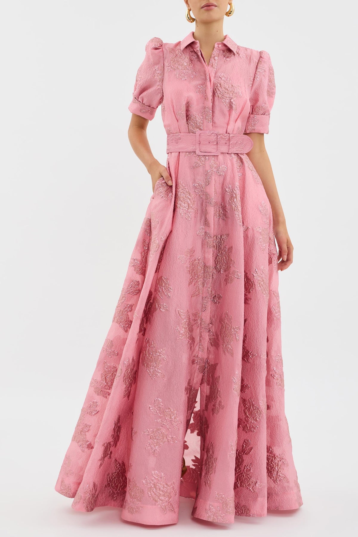 Women puff sleeve dress feminine silhouette in pink