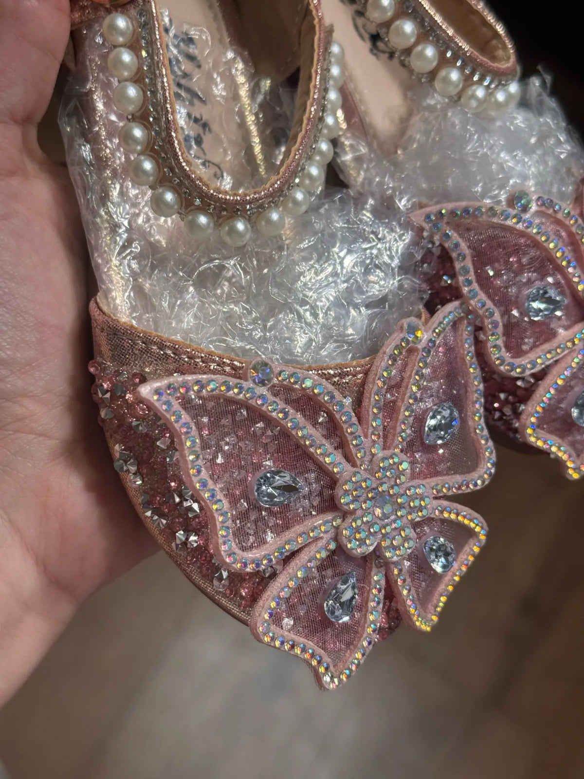 Kids Sandals Little Girls Flat Heel Bow Sequin Rhinestone Glitter Bling