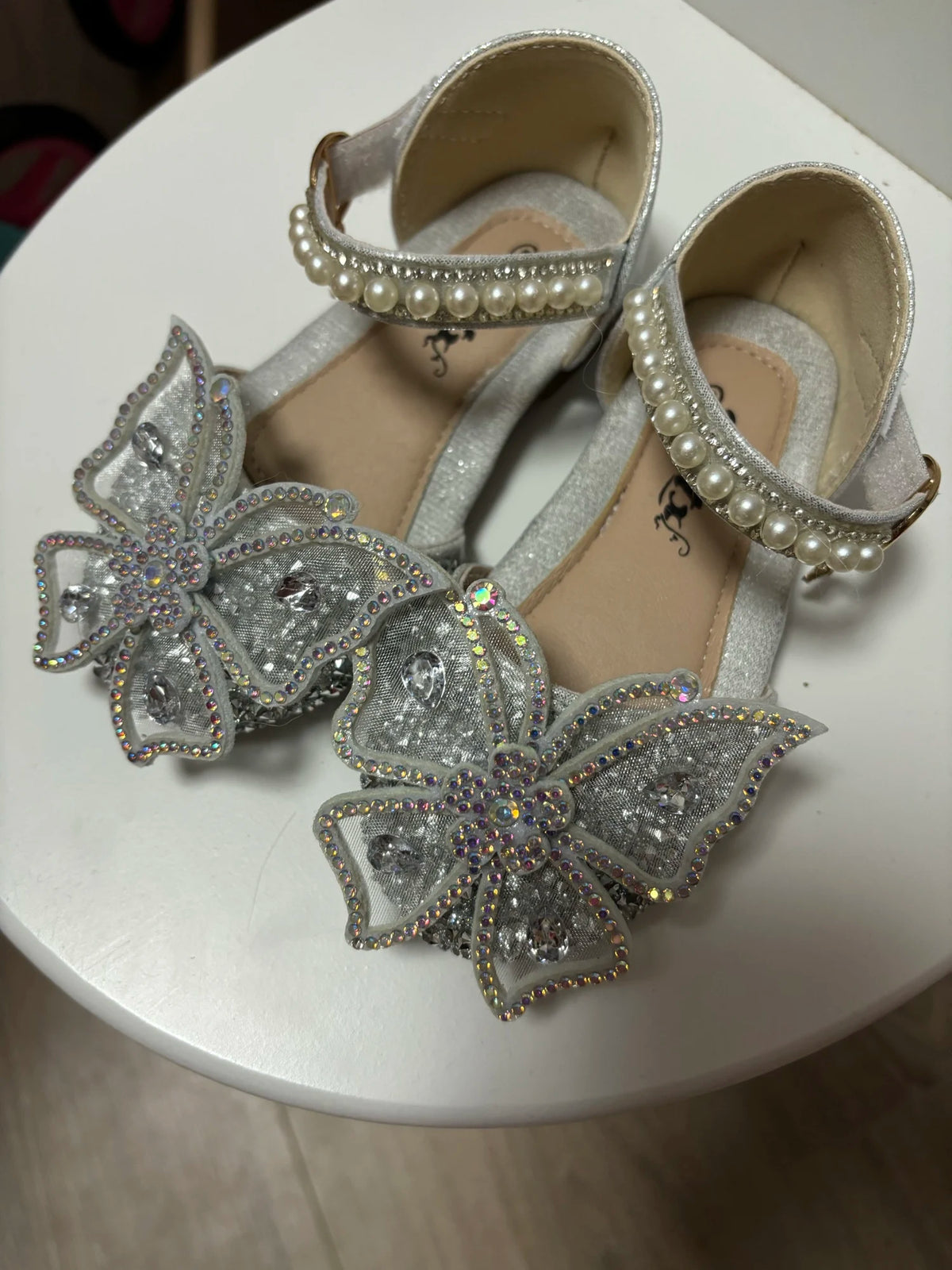 Kids Sandals Little Girls Flat Heel Bow Sequin Rhinestone Glitter Bling