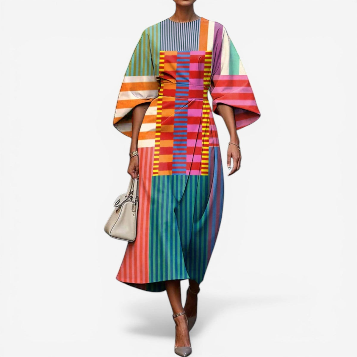 Summer Dress | Women Patchwork Kimono Sleeve Dress