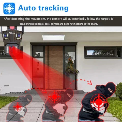 WiFi security camera 10K 20MP with 20x optical zoom and 5 lenses, outdoor surveillance